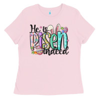 Bubblegum Pink he is risen indeed Ladies Tee - MaliasSmallBusiness