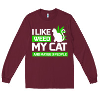 Burgundy Cat Weed I Like My Cat Gift Long Sleeve Tee - Bettercallsaul