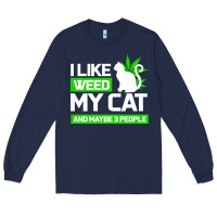 Navy Cat Weed I Like My Cat Gift Long Sleeve Tee - Bettercallsaul