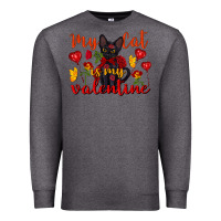 Charcoal Heather my cat is my valentine valentine's day Premium Sweatshirt - FaDigitalArtStudio