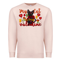 Pale Pink my cat is my valentine valentine's day Premium Sweatshirt - FaDigitalArtStudio