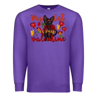 Purple my cat is my valentine valentine's day Premium Sweatshirt - FaDigitalArtStudio