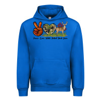 Cobalt Peace Love White Tailed Buck Deer Urban Hoodie - LillyAllenDesigns