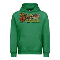 Emerald Peace Love White Tailed Buck Deer Urban Hoodie - LillyAllenDesigns