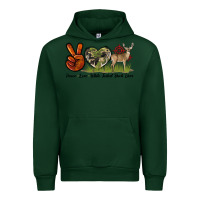 Forest Green Peace Love White Tailed Buck Deer Urban Hoodie - LillyAllenDesigns