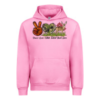 Fuchsia Pink Peace Love White Tailed Buck Deer Urban Hoodie - LillyAllenDesigns