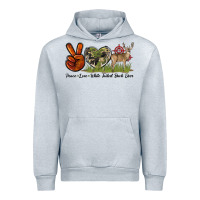 Heather Grey Peace Love White Tailed Buck Deer Urban Hoodie - LillyAllenDesigns