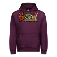Mauve Wine Peace Love White Tailed Buck Deer Urban Hoodie - LillyAllenDesigns