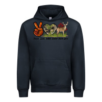 Navy Peace Love White Tailed Buck Deer Urban Hoodie - LillyAllenDesigns