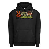 Pigment Black Peace Love White Tailed Buck Deer Urban Hoodie - LillyAllenDesigns