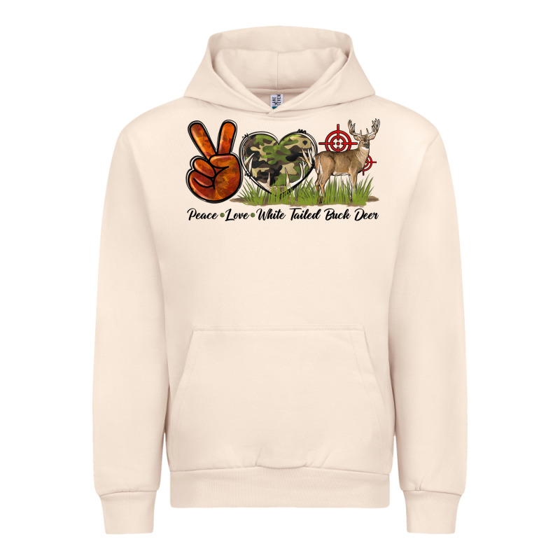 Peace Love White Tailed Buck Deer Urban Hoodie by LillyAllenDesigns | Teevron