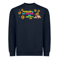 Navy fueled by ıced coffee and anxiety Heavyweight Sweatshirt - TumblerDesignByShophia
