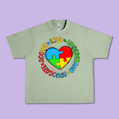 Autism Awareness Puzzle Heart Love Understand Advo Urban Heavy Tee Designed By Artiststas