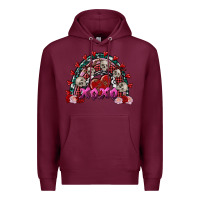 Burgundy Skull Xoxo rainbow Valentine's Day Premium Hoodie - FaDigitalArtStudio