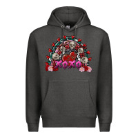 Charcoal Heather Skull Xoxo rainbow Valentine's Day Premium Hoodie - FaDigitalArtStudio