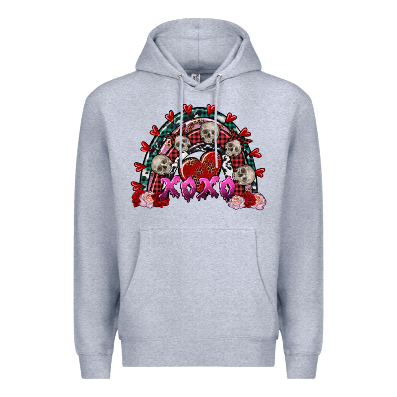 Skull Xoxo Rainbow Valentine's Day Premium Hoodie by FaDigitalArtStudio | Teevron