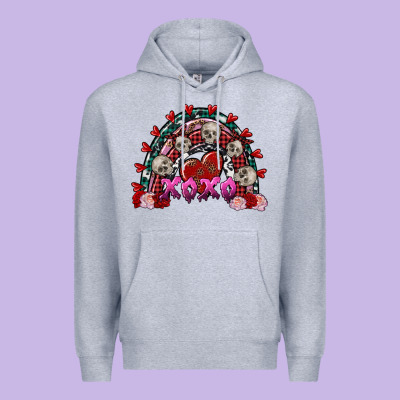 Skull Xoxo Rainbow Valentine's Day Premium Hoodie Designed By Fadigitalartstudio