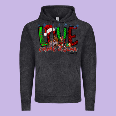 Love Came Dow Christmas Vintage Hoodie Designed By Racoondesign