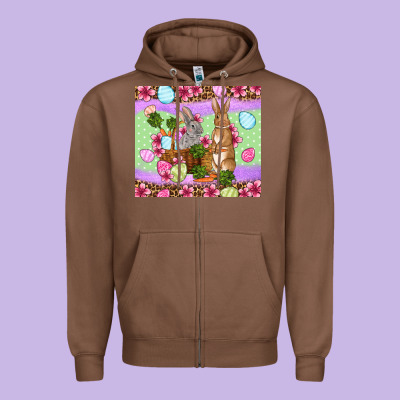 Easter Eggs Bunnys Basket Zipper Hoodie Designed By Oliviacreatesart