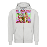 Dove Grey Easter eggs bunnys basket Zipper Hoodie - OliviaCreatesArt