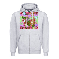 Heather Grey Easter eggs bunnys basket Zipper Hoodie - OliviaCreatesArt