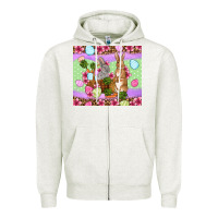 Oatmeal Heather Easter eggs bunnys basket Zipper Hoodie - OliviaCreatesArt