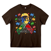 Chocolate Brown autism listen learn advocate Heavy Core Tee - MaliasSmallBusiness