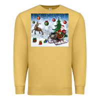Antique Gold christmas santa deer and presents Premium Sweatshirt - BundleAndBundleShop