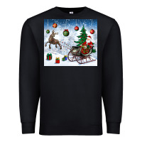 Black christmas santa deer and presents Premium Sweatshirt - BundleAndBundleShop