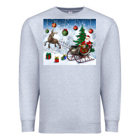 Heather Grey christmas santa deer and presents Premium Sweatshirt - BundleAndBundleShop