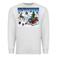 Oatmeal Heather christmas santa deer and presents Premium Sweatshirt - BundleAndBundleShop