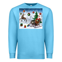 Ocean Blue christmas santa deer and presents Premium Sweatshirt - BundleAndBundleShop