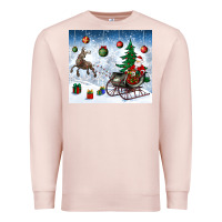Pale Pink christmas santa deer and presents Premium Sweatshirt - BundleAndBundleShop