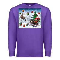 Purple christmas santa deer and presents Premium Sweatshirt - BundleAndBundleShop