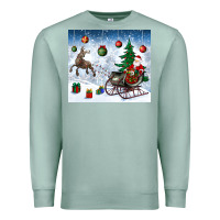 Seafoam christmas santa deer and presents Premium Sweatshirt - BundleAndBundleShop