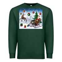 Sports Green christmas santa deer and presents Premium Sweatshirt - BundleAndBundleShop