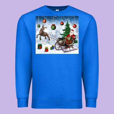 Christmas Santa Deer And Presents Premium Sweatshirt Designed By Bundleandbundleshop