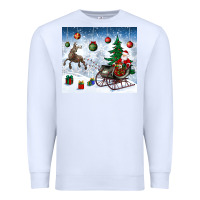 White christmas santa deer and presents Premium Sweatshirt - BundleAndBundleShop