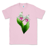 Bubblegum Pink Pink And White Lady's Slipper Flower Classic Tee - LillyAllenDesigns