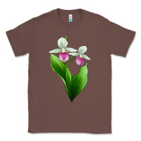 Chestnut Pink And White Lady's Slipper Flower Classic Tee - LillyAllenDesigns