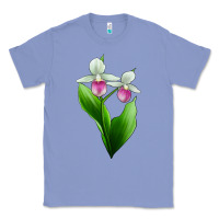 Colony Blue Pink And White Lady's Slipper Flower Classic Tee - LillyAllenDesigns