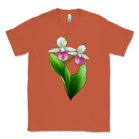 Copper Pink And White Lady's Slipper Flower Classic Tee - LillyAllenDesigns