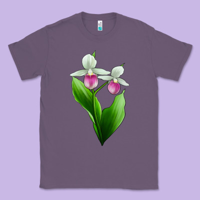 Pink And White Lady's Slipper Flower Classic Tee Designed By Lillyallendesigns