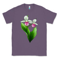 Lavender Pink And White Lady's Slipper Flower Classic Tee - LillyAllenDesigns