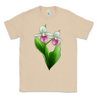 Mushroom Pink And White Lady's Slipper Flower Classic Tee - LillyAllenDesigns