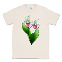 Natural Pink And White Lady's Slipper Flower Classic Tee - LillyAllenDesigns