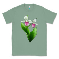 Sage Pink And White Lady's Slipper Flower Classic Tee - LillyAllenDesigns