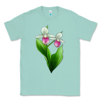 Seafoam Pink And White Lady's Slipper Flower Classic Tee - LillyAllenDesigns