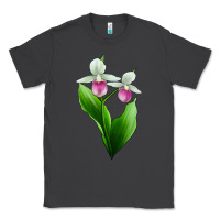 Smoke Pink And White Lady's Slipper Flower Classic Tee - LillyAllenDesigns