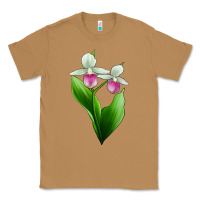 Toasted Coconut Pink And White Lady's Slipper Flower Classic Tee - LillyAllenDesigns